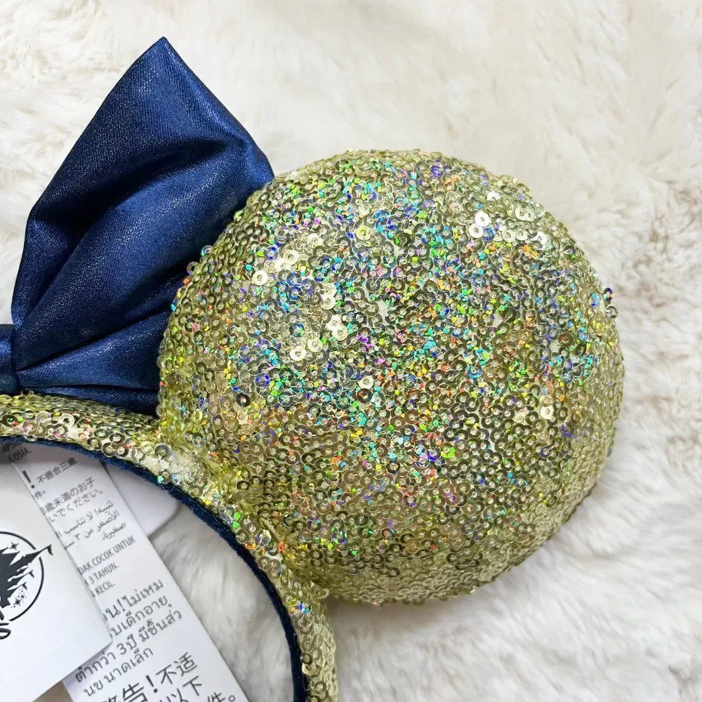 Disney Parks 50th Anniversary Gold‎ Sequin With EARidescent Minnie Ears Headband